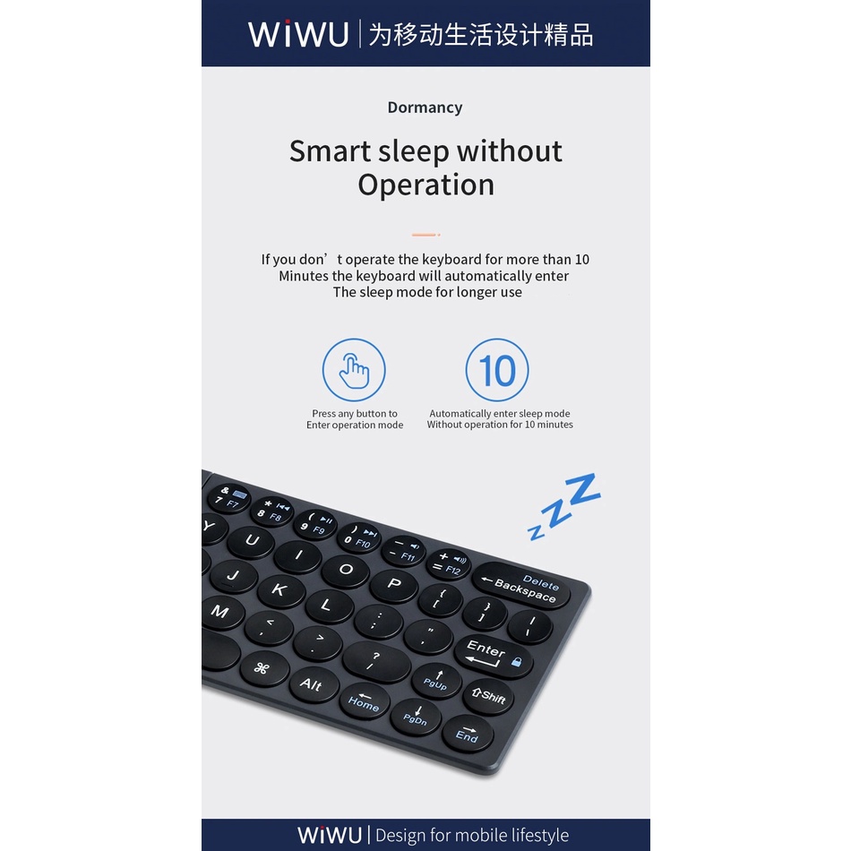 WIWU Portable Wireless Mini Keyboard Foldable for iPad Tablets Windows iOS