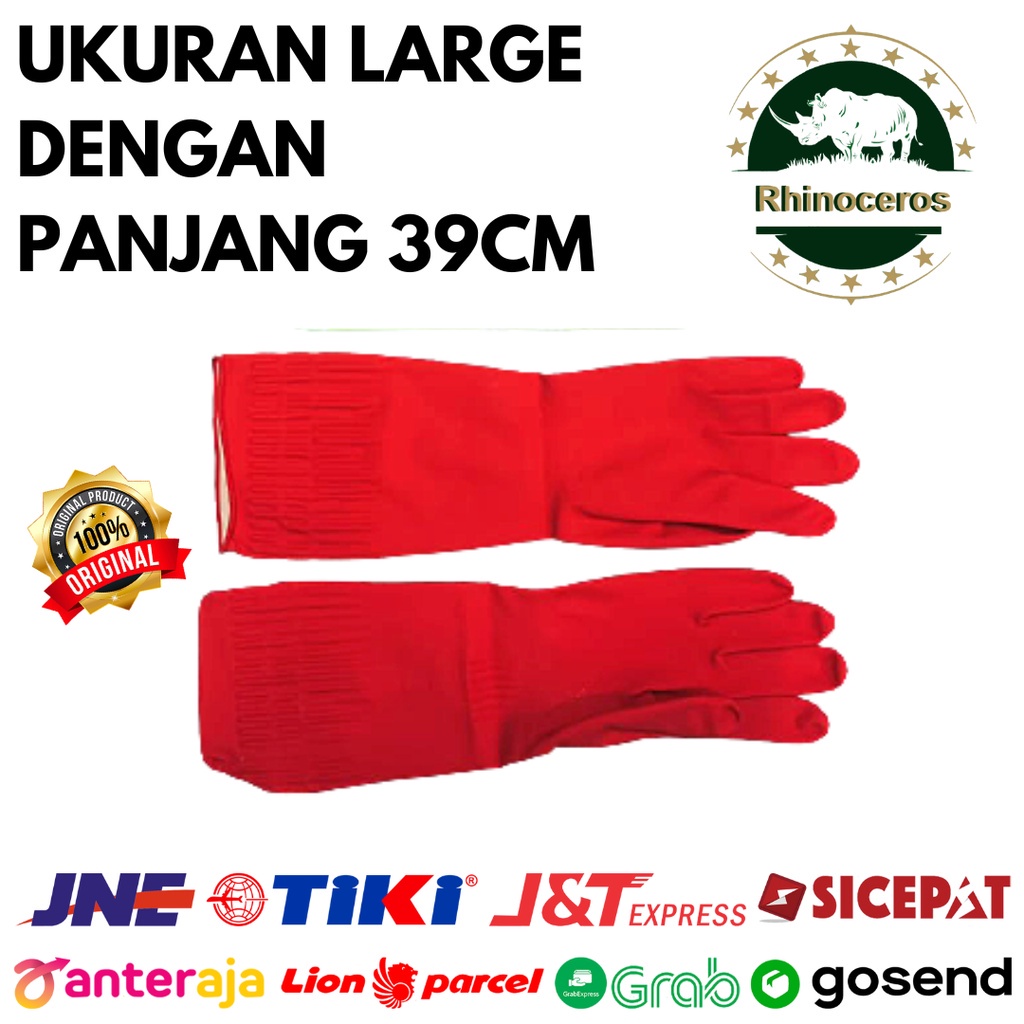 PROMO HARI INI!! Sarung Tangan Karet Hand Gloves Merah 39CM Tebal Ukuran L