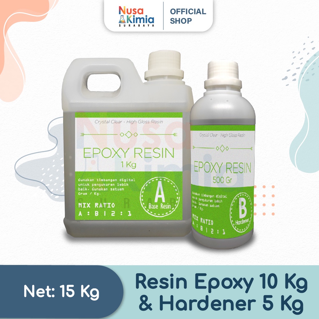 Epoxy Resin Bening 10 Set (10 Kg Resin & 5 Kg Hardener) Grt Chem