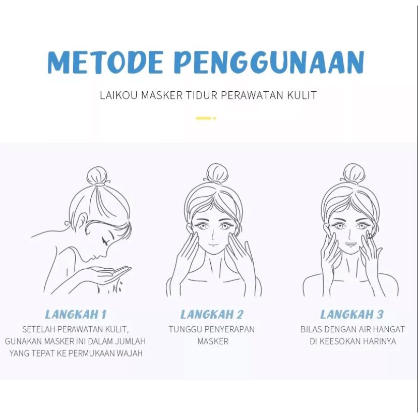 LAIKOU Sleeping Mask SKIN REJUVENATION Peremajaan Kulit Krim Wajah Malam Mengurangi Jerawat Tanpa Bilas 1pcs