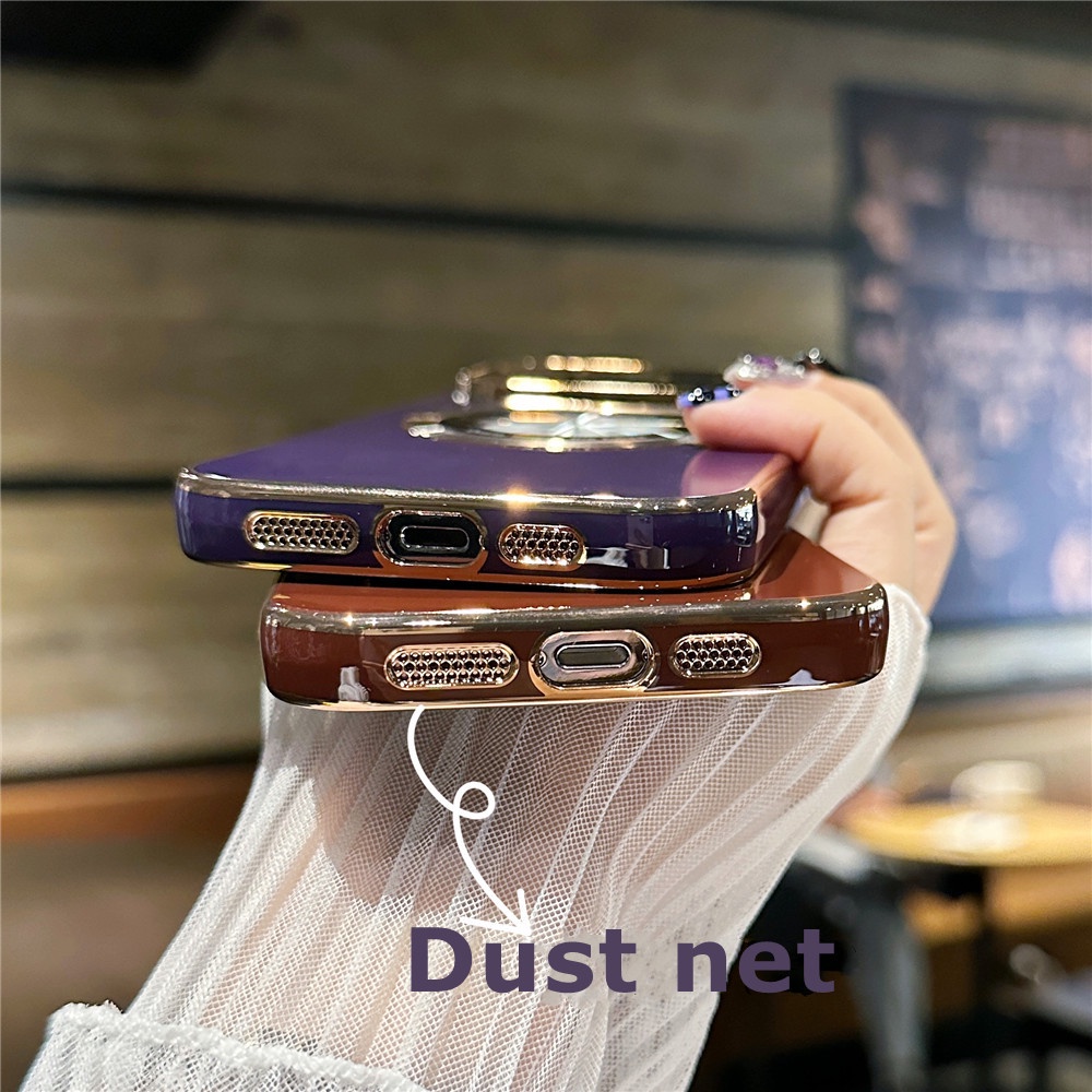 Casing Ponsel Mewah Untuk iPhone 14 Pro Max13 12 Pro Max14 Plus Pelindung Kamera Film Plating Magnetic Wireless Charger Shockproof Back Cover Casing