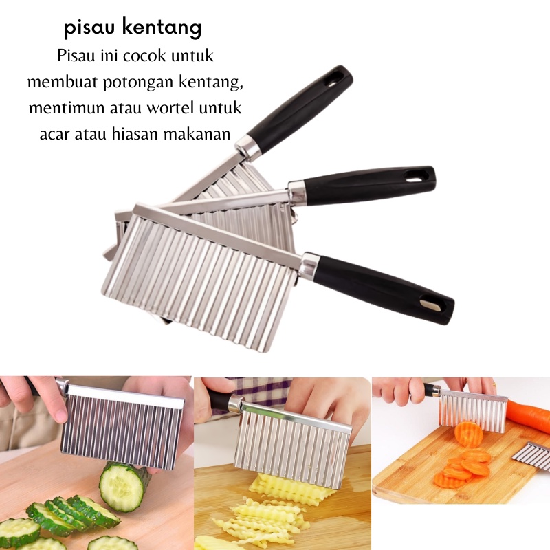 GOS -E211- Pisau Kentang - Pisau Gelombang Stainless Pisau Kentang