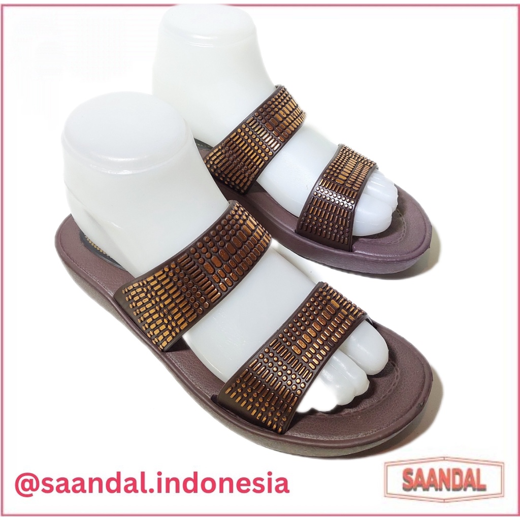 Sandal Selop Wanita Perempuan 2 Tali 2 Ban Tali Emas New Era 1513