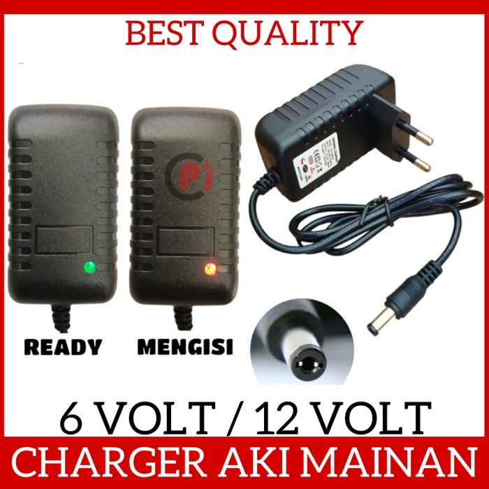 Charger Aki Mobil Mainan Anak 6 / 12 Volt 1A Cas Baterai Adaptor Toys