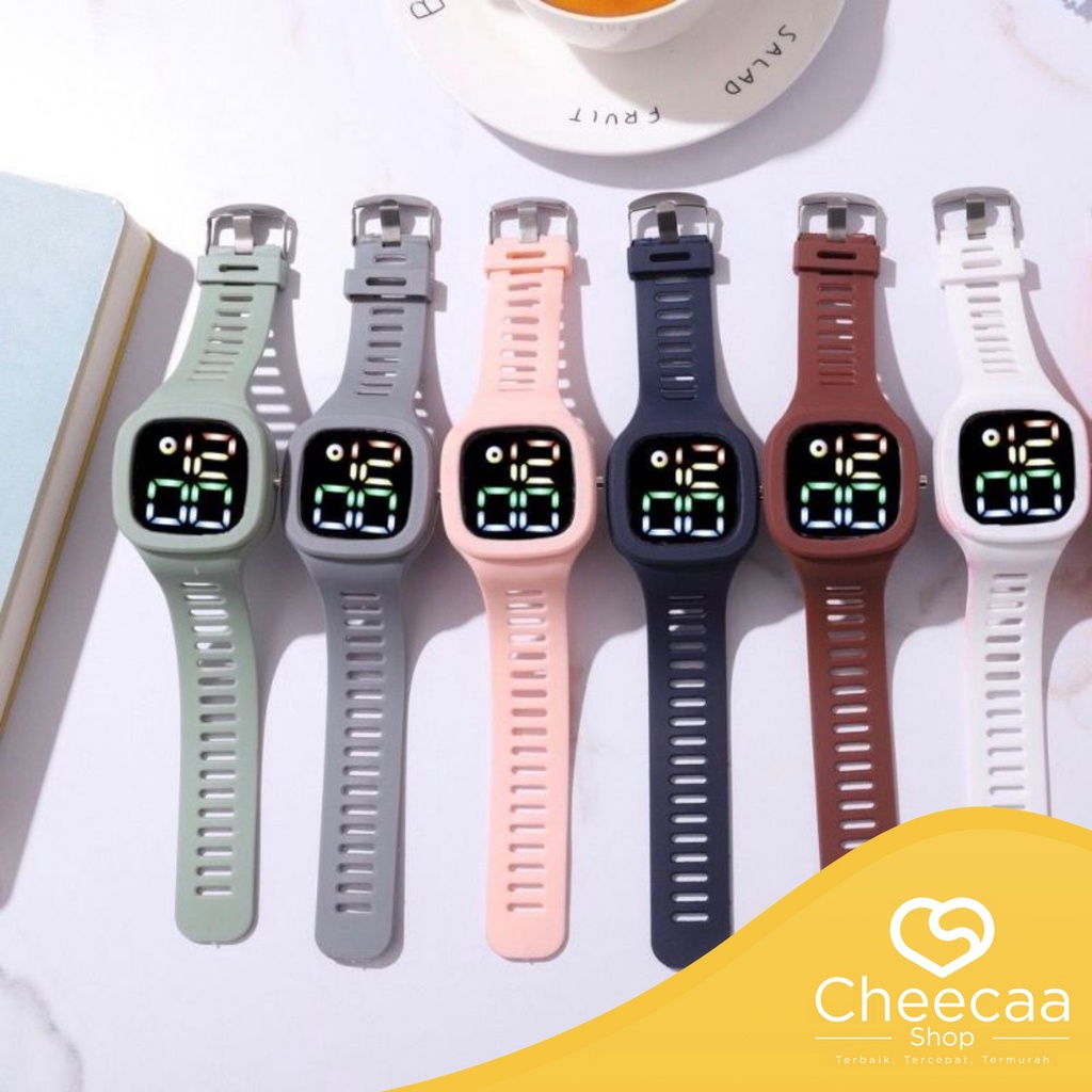 CC (JT16) Jam Digital LED Wanita Pria Jam Tangan Anti Air Strap Rubber Premium Quality