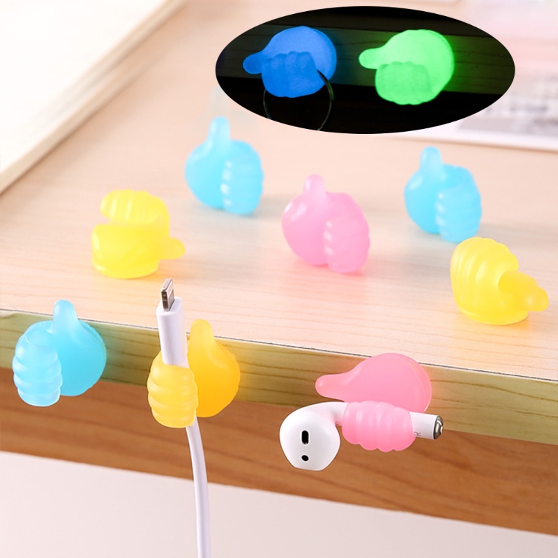 Kreatif Silikon Neon Jempol Dinding Kait Klip Kabel Kawat Meja Organizer Hal Yang Bermanfaat Untuk Gadget Penyimpanan Rumah