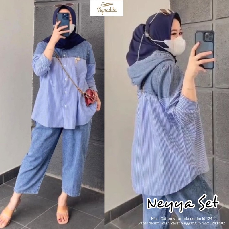 NEYYA SET Celana ORI SIGNADILA | Ld124 Cotton Salir mix Denim