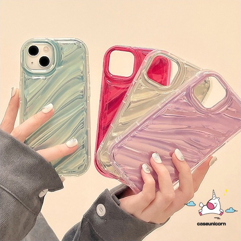 IPHONE Casing Ponsel Kartu Laser Kreatif Kompatibel Untuk Iphone6 7 8 6S Plus XR X11 13 14 12 Pro MAX 7Plus XS MAX SE 2020mewah Sederhana Mempesona Pola Korgasi Stereo 3D Soft Cover