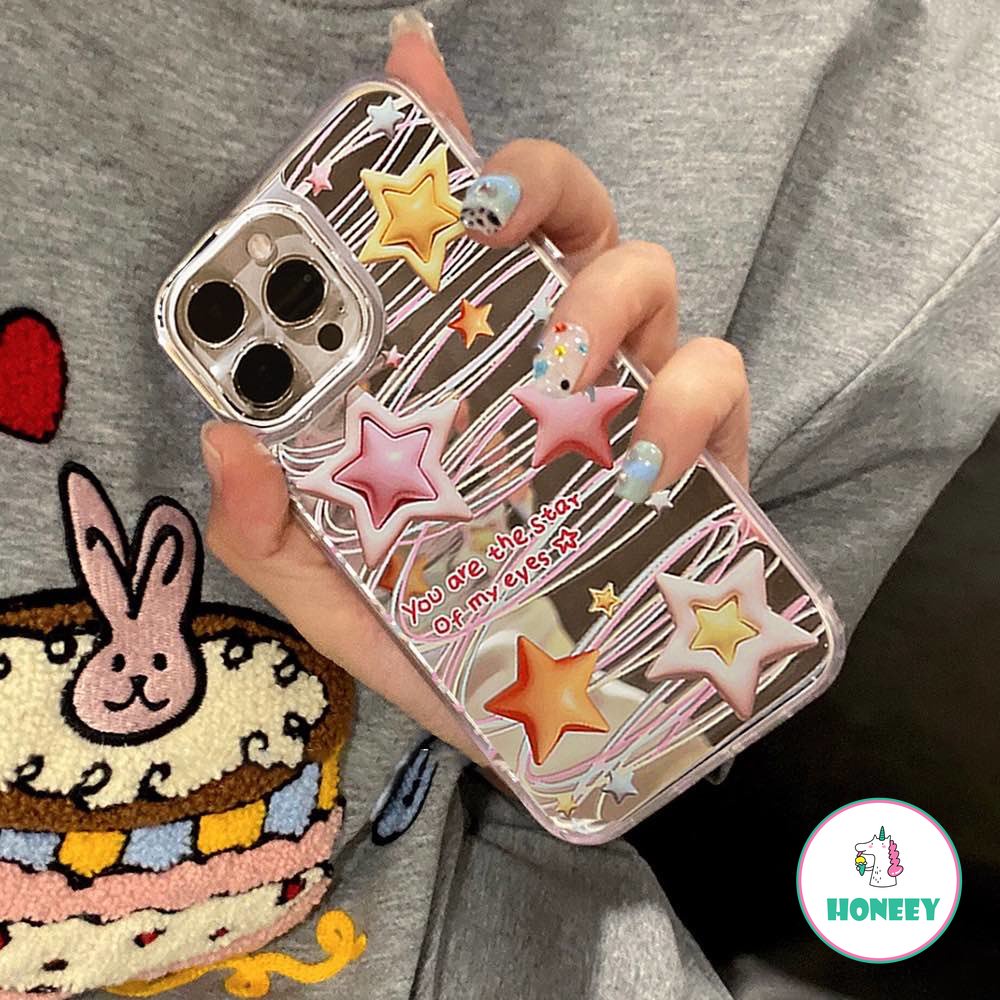 IPHONE Fashion Permen Cermin Bintang Ponsel Case Kompatibel Untuk Iphone14 13 12 Pro Max Case Iphone11Warna Warni Shockproof Back Cover