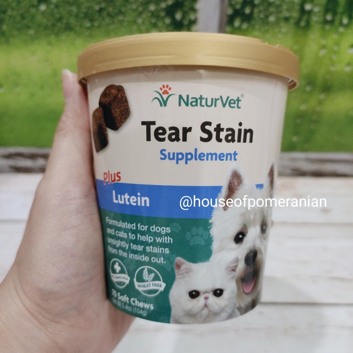 NaturVet TEAR STAIN supplement plus lutein DOG CAT 70soft chew