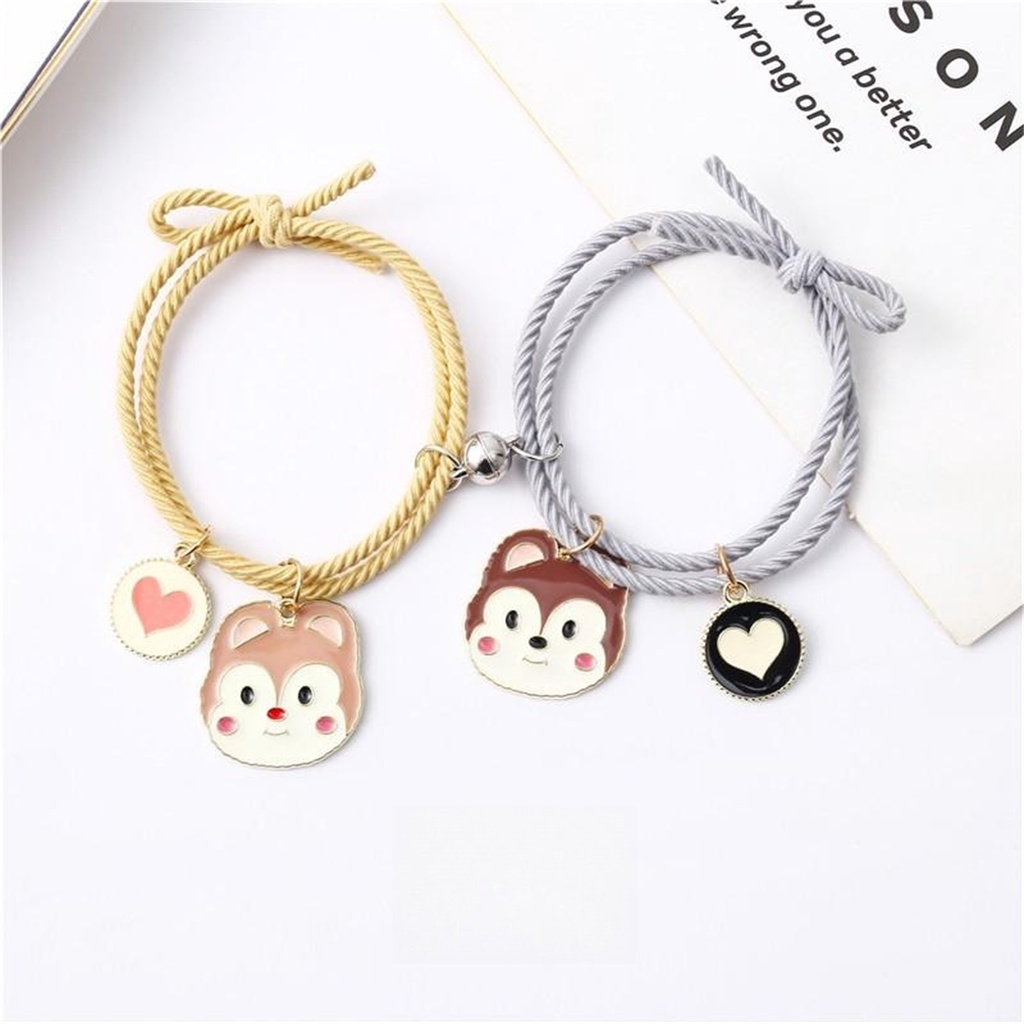 1pasang Gelang Pasangan Paduan Gambar Kartun Klasik/Creative Magnetic Attracts Chains Bracelet Set Lovers Bangle Hadiah