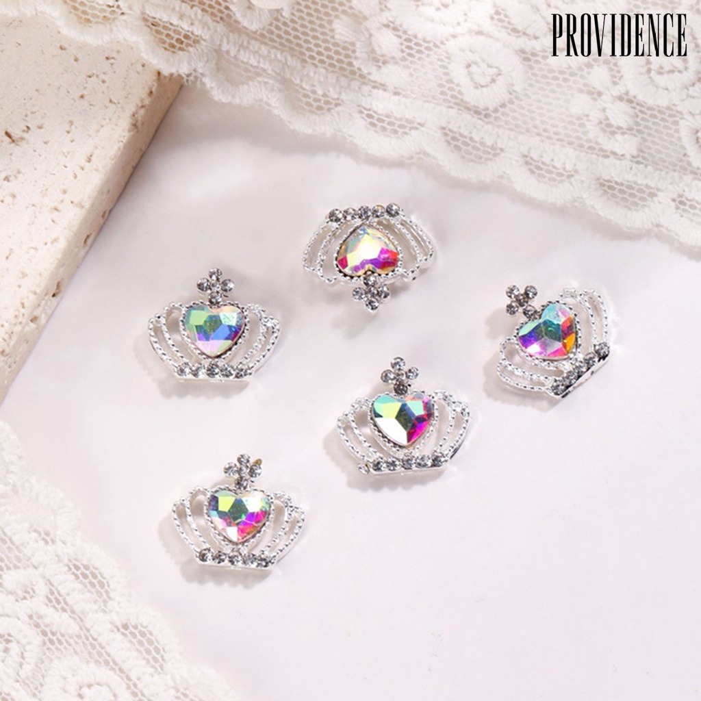 Providence 10 Pcs Shiny Love Heart Nail Rhinestone Multicolor Alloy Mahkota Kuku Charms Perhiasan Aksesoris