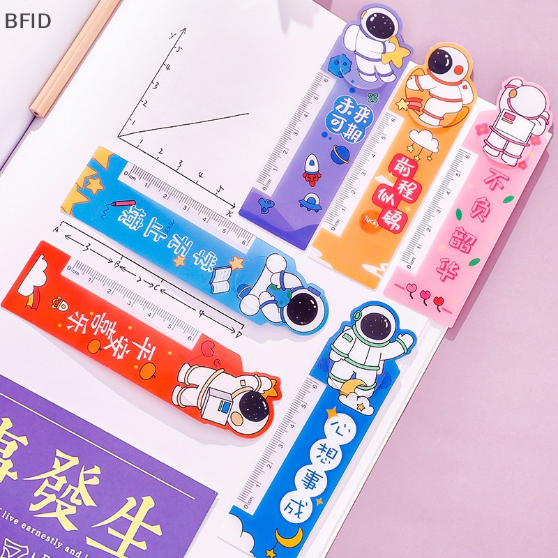 [BFID] 6pcs /set Kreatif Kartun Astronot Bookmark Penggaris Siswa al Penggaris Tulisan Inspiratif Bookmark Perlengkapan Sekolah [ID]