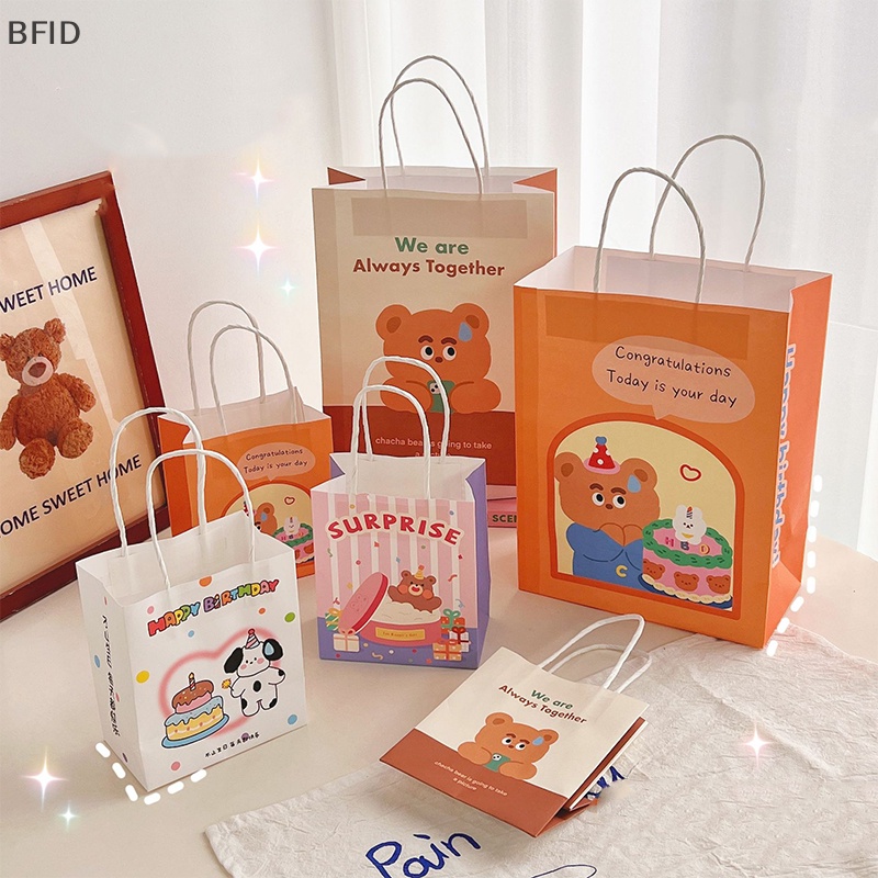 [BFID] 5pcs Kantong Kertas Portable Kartun Anjing Lucu Beruang Universal Tas Hadiah Ulang Tahun Festival Tas Kekinian Tas Kemasan Hadiah Untuk Pernikahan Natal Tas Kekinian [ID]