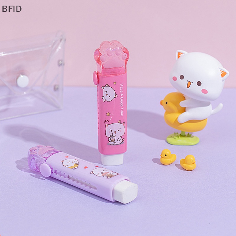 [BFID] Kawaii Desain Push-pull Cat Paw Shaped Cute Erasers Retractable Portable Rubber Eraser Untuk Anak Sekolah Perlengkapan Kantor Hadiah Alat Tulis [ID]