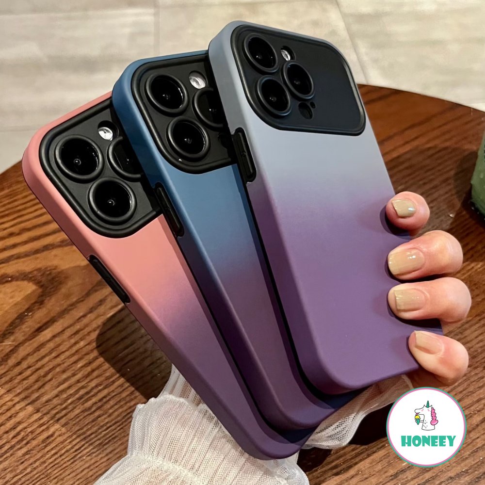 Warna-warni Gradien Cair Silikon Lembut Ponsel Cover Untuk iPhone 14 Pro Max13 12 11 Pro Max14 Plus Case Penutup Perlindungan Lensa Kamera