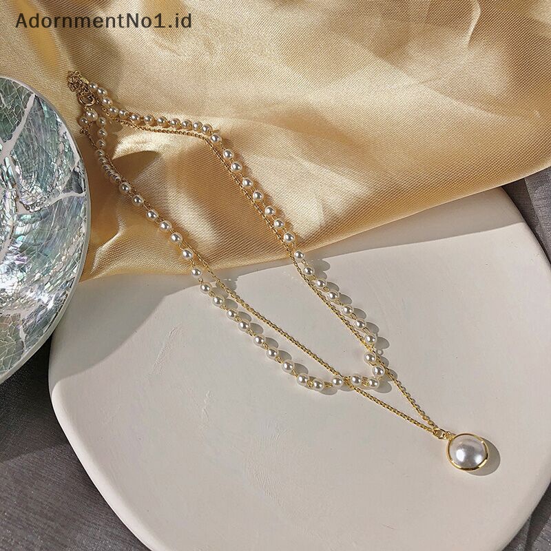 [AdornmentNo1] Fashion mutiara kalung wanita Exquisite Double Layer klavikula rantai kalung Choker perhiasan untuk wanita hadiah