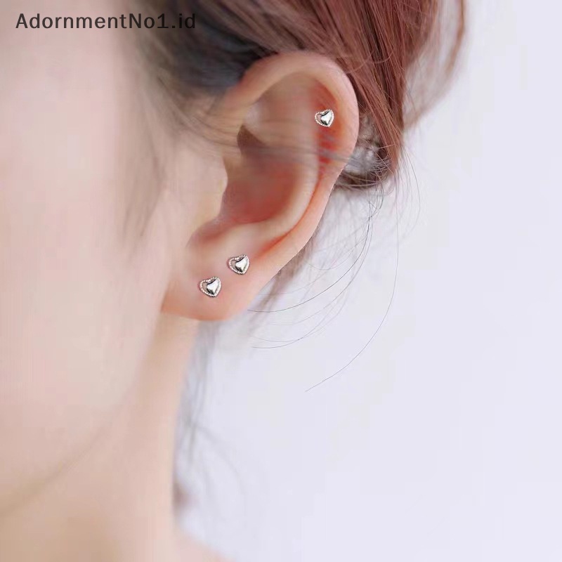 [AdornmentNo1] 1pasang Fashion jantung anting untuk wanita telinga tulang kuku Cartilage Earring Spiral Stud perhiasan tubuh hadiah