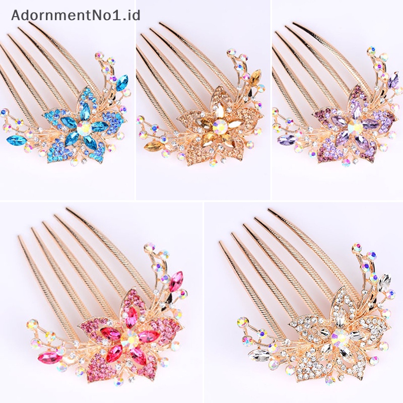 [AdornmentNo1] 2023 Vintage bunga kristal Hairclips Fashion berlian imitasi sisir rambut mengkilap jepit rambut untuk wanita aksesoris rambut hadiah