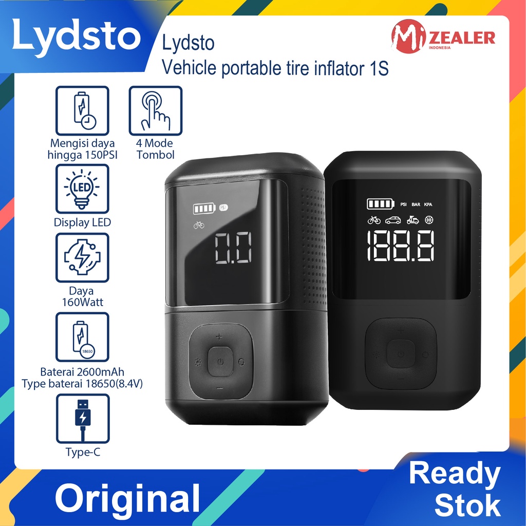 Xiaomi mijia Lydsto Pompa Inflator Ban Mobil 1S Teknologi Pengisian Cepat