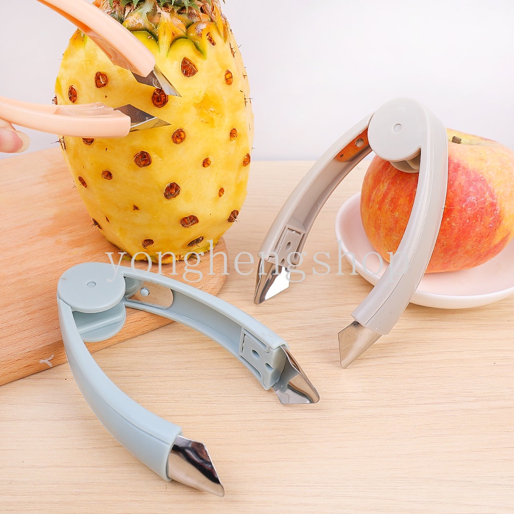 Klip Pencabut Mata Nanas Kreatif Alat Penghilang Biji Sayuran Buah Strawberry Huller Penghilang Batang Pineapple Corer Slicer Cutter Gadget Dapur