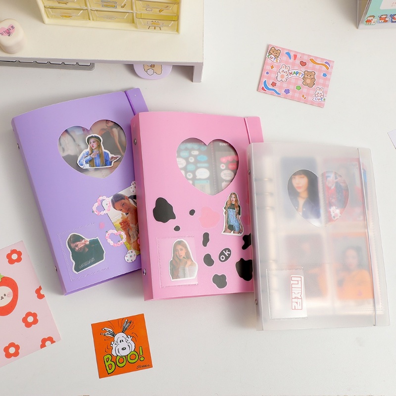 Korea A5 Binder Hati Berongga Album Foto Kartu Lomo Organizer Stiker DIY Photocard Collection Book