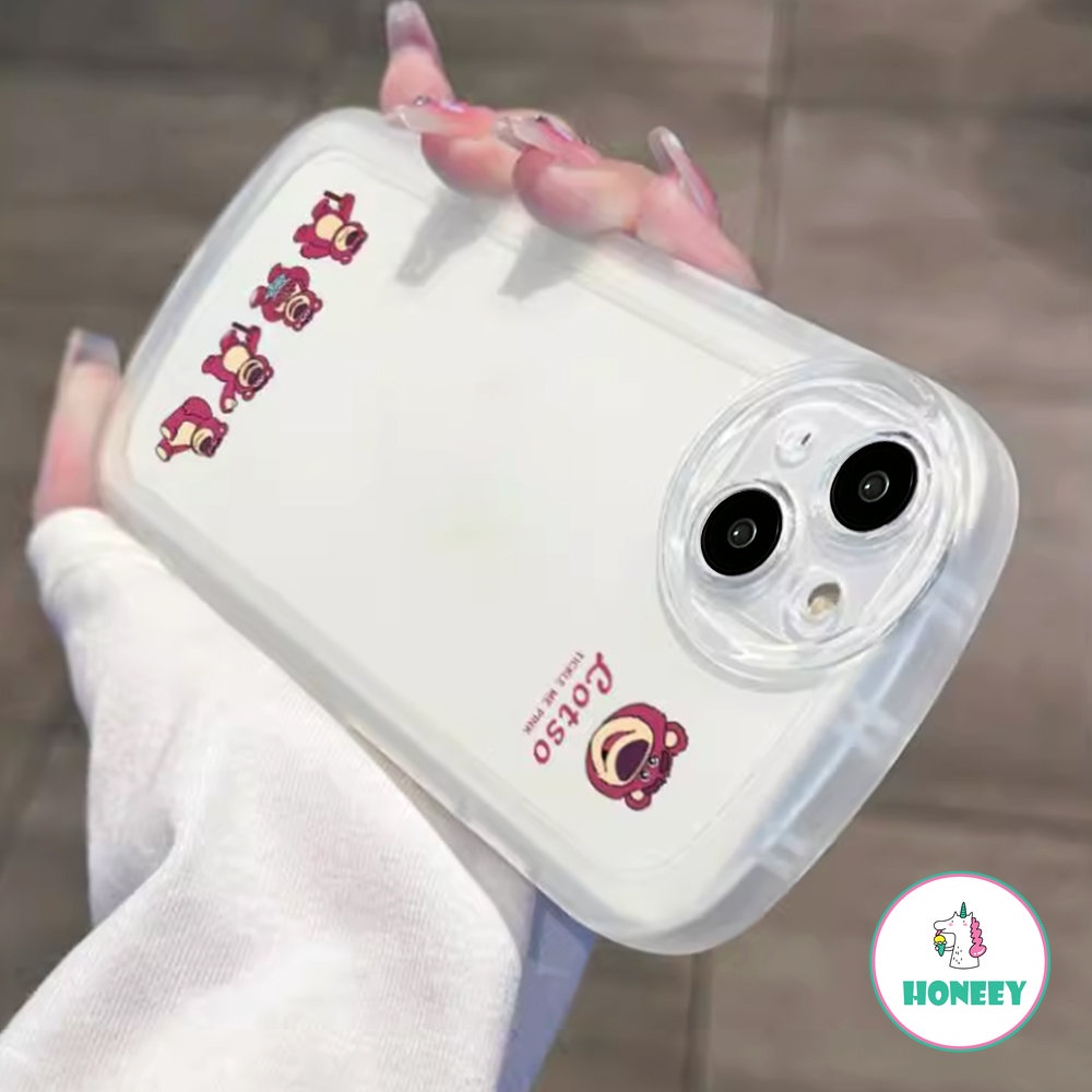 Casing Ponsel Beruang Strawberry Kartun Lucu Kompatibel Untuk Iphone14 13 12 11 Pro Max Casing iPhone X XR XS 78 Plus Cover Pelindung Kamera