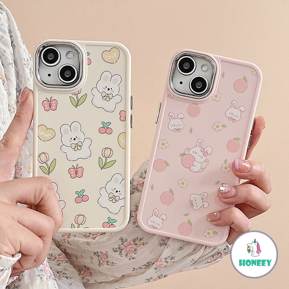 IPHONE Casing Ponsel Bunga Kelinci Layar Penuh Yang Indah Kompatibel Untuk Iphone14 Pro Max13 12/12pro 11 Pro Max TPU Lembut Anti-Shock Back Cover