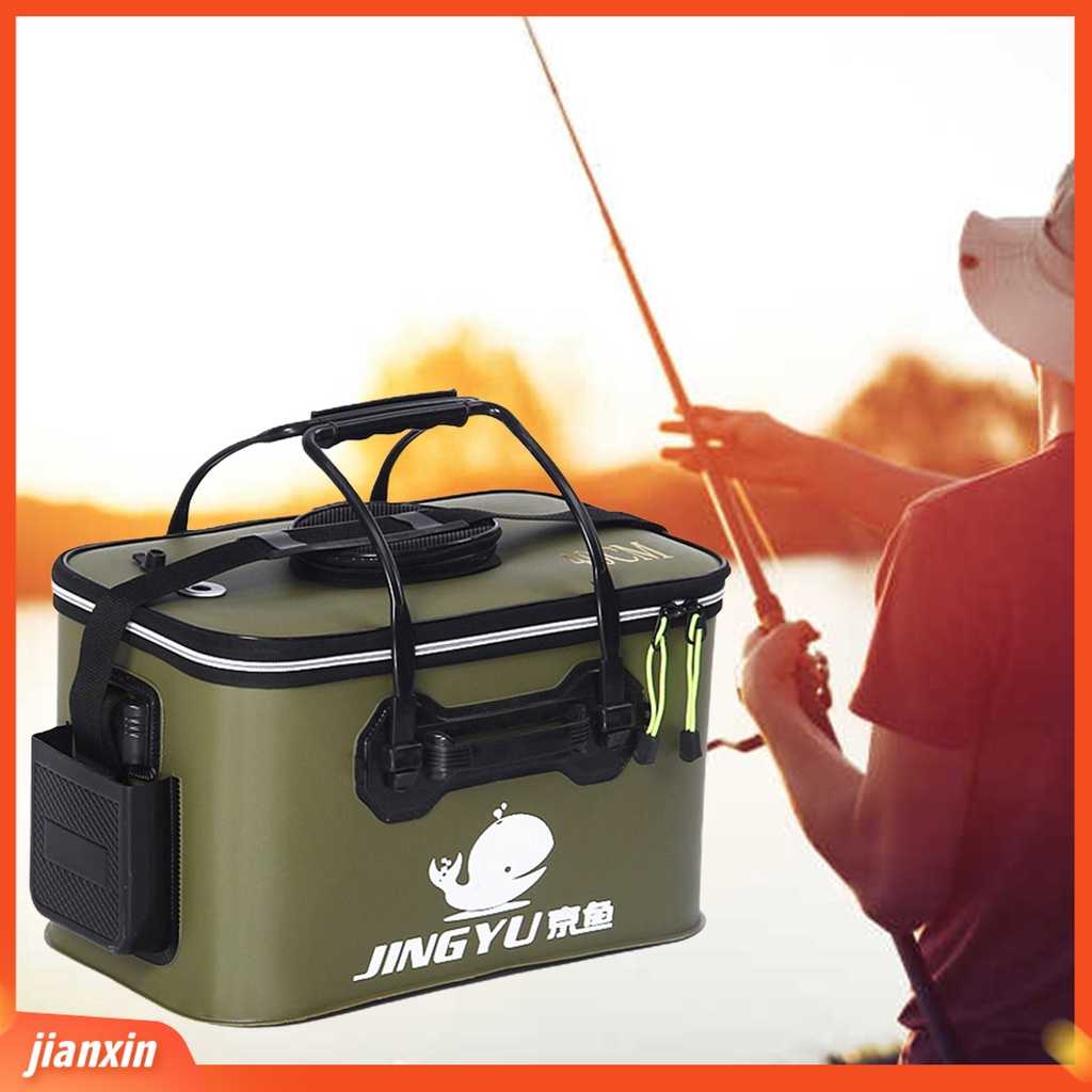 (In Stock) Kotak Pancing Dapat Dilipat Tahan Air EVA Zipper Closure Fishing Tackle Carry Bucket Untuk Camping Memancing Outdoor