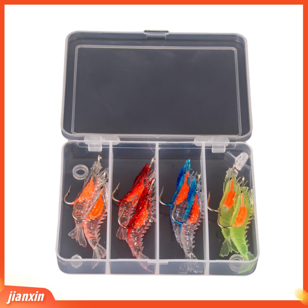 (In Stock) 1set 6cm/3g Umpan Udang Lembut Simulasi Tajam Kait Angling Karet Lembut Umpan Jalan Bercahaya Umpan Udang Memancing Luar Ruangan
