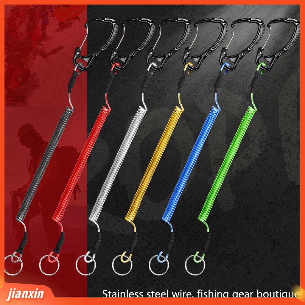 (In Stock) Tarik Kawat Dikunci Elastisitas Yang Baik Fleksibel Metal Carabiner Reusable Anti-lost Portable Serbaguna Memancing Missed Rope Fishing Gear