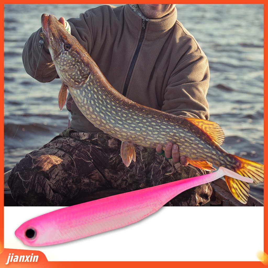 (In Stock) 4 Pcs Umpan Pancing Simulasi Realistis Mata Ikan Buatan Tangan Anti Putus Angling PVC T Ekor Berongga Umpan Pancing Aksesoris