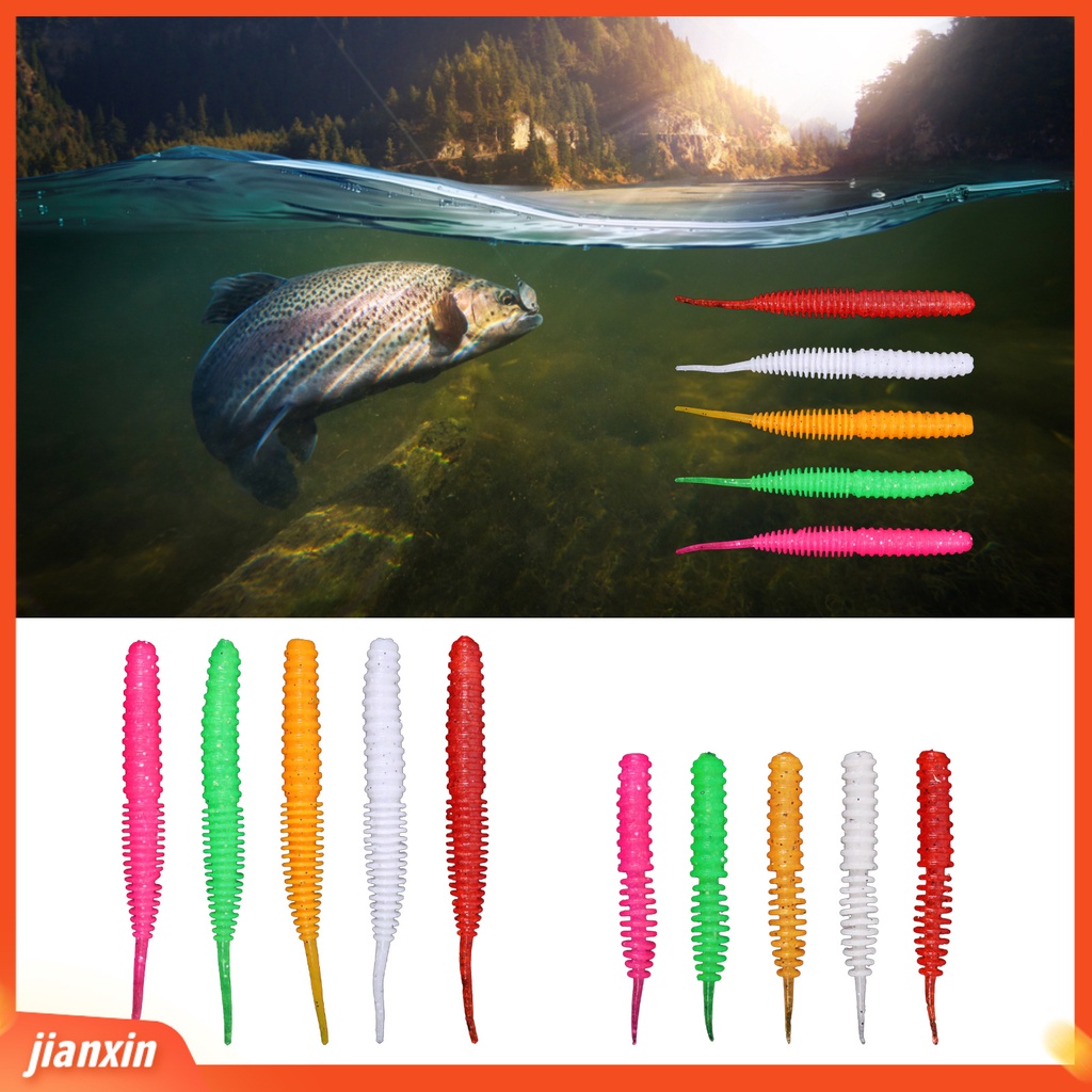 (In Stock) 10Pcs Umpan Pancing Ketangguhan Tinggi Reusable TPR Karet Mini Simulasi Cacing Bass Umpan Pancing Untuk Air Tawar