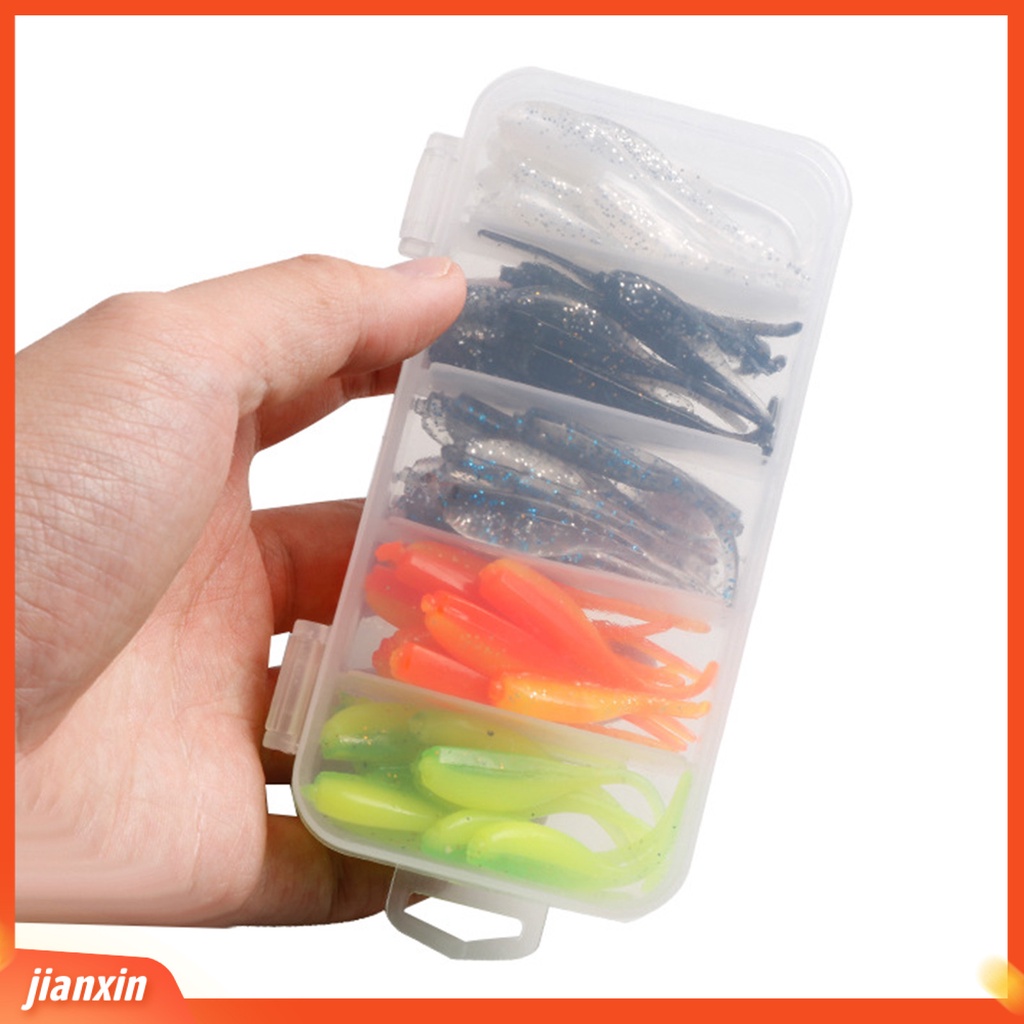 (In Stock) 50Pcs /Box Umpan Pancing Plastik Ekor Jarum Tahan Aus Yang Hidup Soft Lure Untuk Angling