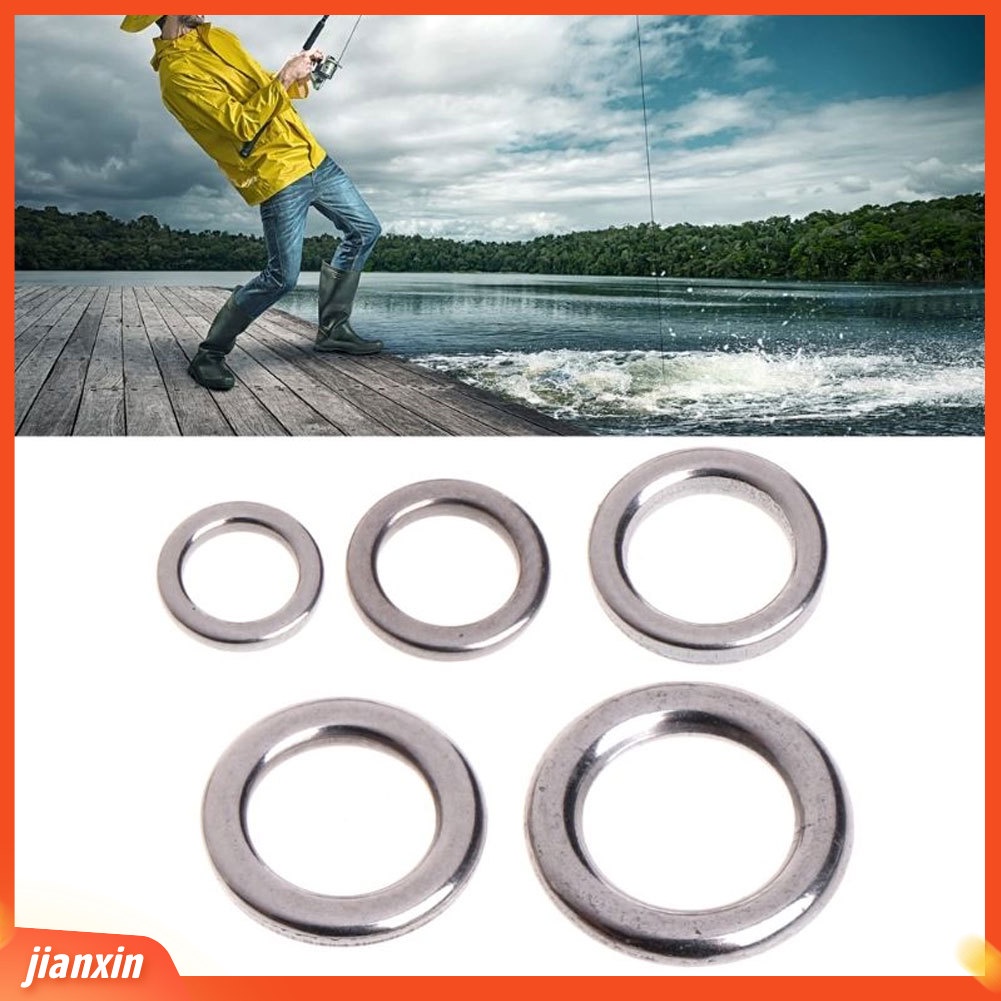 (In Stock) 50Pcs Memancing Padat Stainless Steel Snap Split Ring Lure Tackle Alat Konektor