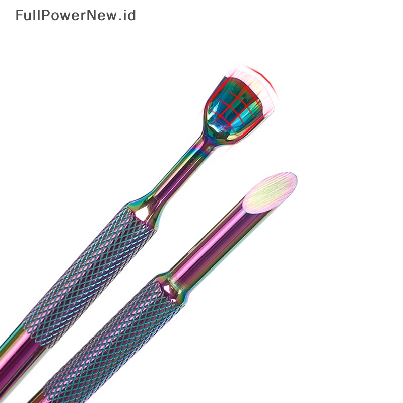 Power Stainless Steel Cuticle Nail Pusher Double Ended Spoon Nail Art Alat Pedicure ID