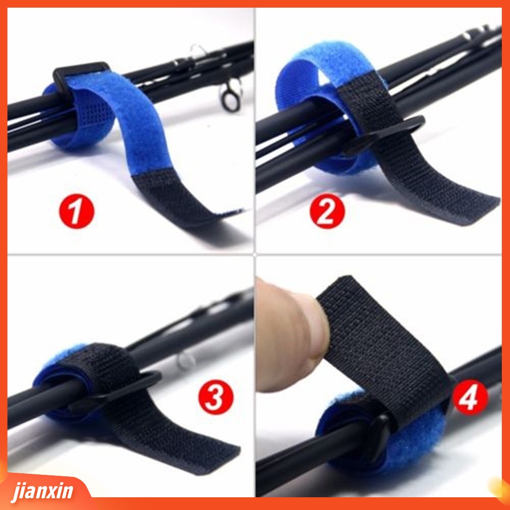 (In Stock) 10Pcs Reusable Fishing Rod Tie Tape Ajaib Band Tali Sabuk Aksesoris Ikan