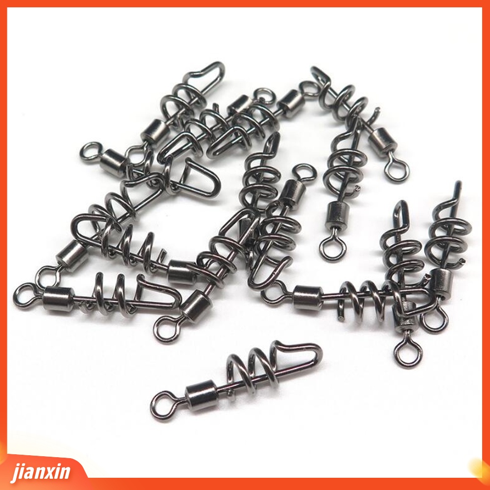 (In Stock) 20Pcs Stainless Steel 8bentuk Memancing Snap Hooks Putar Konektor Fish Tackle