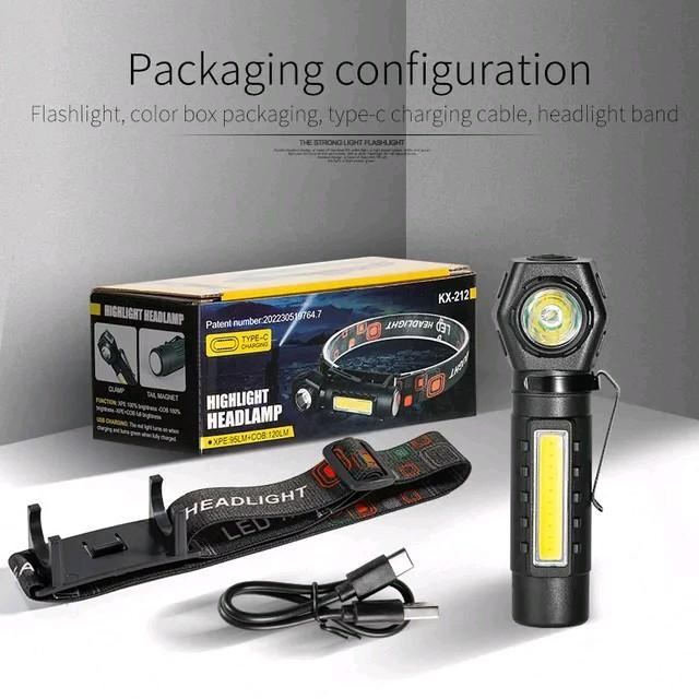 Senter Kepala COB 212  Headlamp 2 in 1 Klip 3 Mode Super Terang Multifungsi Waterproof