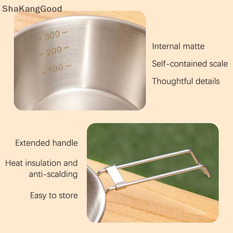 Skid Outdoor Camping Syrah Bowl 304mangkok Lipat Stainless Steel Peralatan Makan Camping Peralatan Dapur Mangkuk Gagang Lipat Nyaman SKK