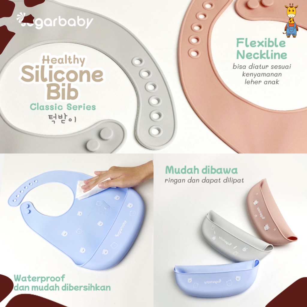 Sugar Baby Healthy Silicone Bib K-Series - Celemek Bayi