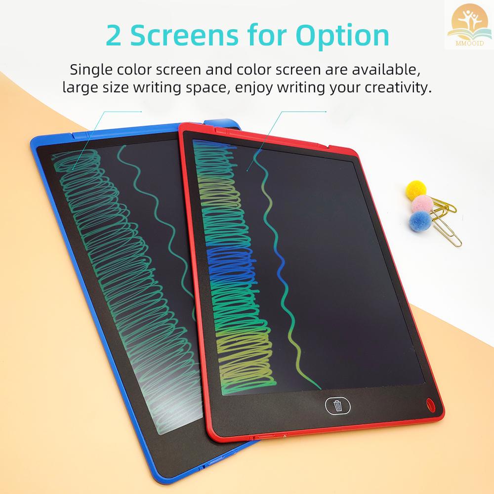 In Stock 12 Inch LCD Writing  Electronic Digital Drawing Board Erasable Writing Pad Single Color Screen One-Click Erase with Lock Button Gift for Children Adults Home Office