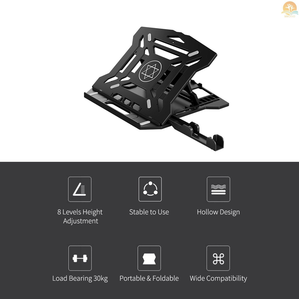 In Stock Portable Laptop Riser Stand Foldable Desktop Laptop Holder with 8 Levels Height Adjustment Ergonomic  Notebook Stand Bracket for Laptop  10-15.6 Inches