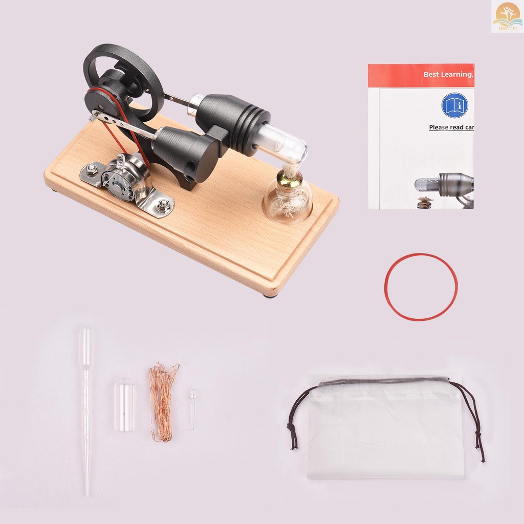 In Stock Mesin Stirling Udara Panas Generator Listrik Model Motor Dengan Lampu LED Desain Roda Gila Dolar Percobaan Sains Dengan Dasar Kayu DIY Edukasi Mainan Untuk Guru Dewasa Ki