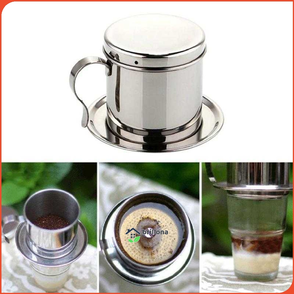 One Two Cups Filter Saring Kopi Vietnamese Coffee Pot Stainless - LC2