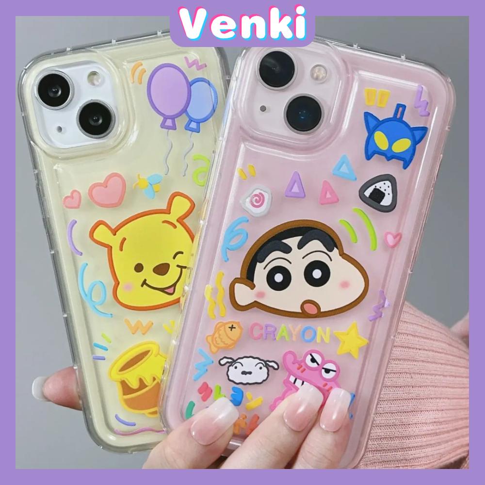 VENKI - Untuk iPhone 11 Case Bening Lembut TPU Bingkai Foto Airbag Phone Case Tahan Guncangan Perlindungan Kamera Karakter Kartun Kompatibel dengan iPhone 14 13 Pro Max iPhone 12 Pro Max 7 8