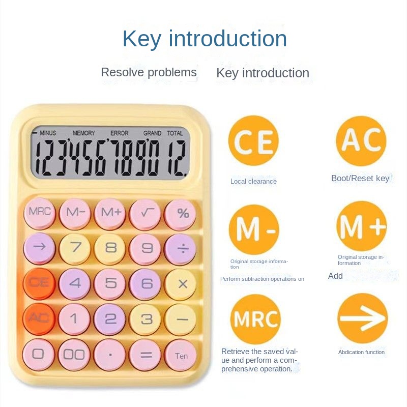 Ins Korea Dopamin Kalkulator Warna 12digis Display Besar Keyboard Dot Mekanik Tombol Besar Alat Tulis Sekolah&amp;Kantor