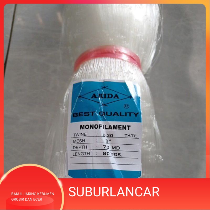Jaring ikan Arida 0.30 3" 70md/80yds tate jaring pukat jaring ikan senar Jaring arida