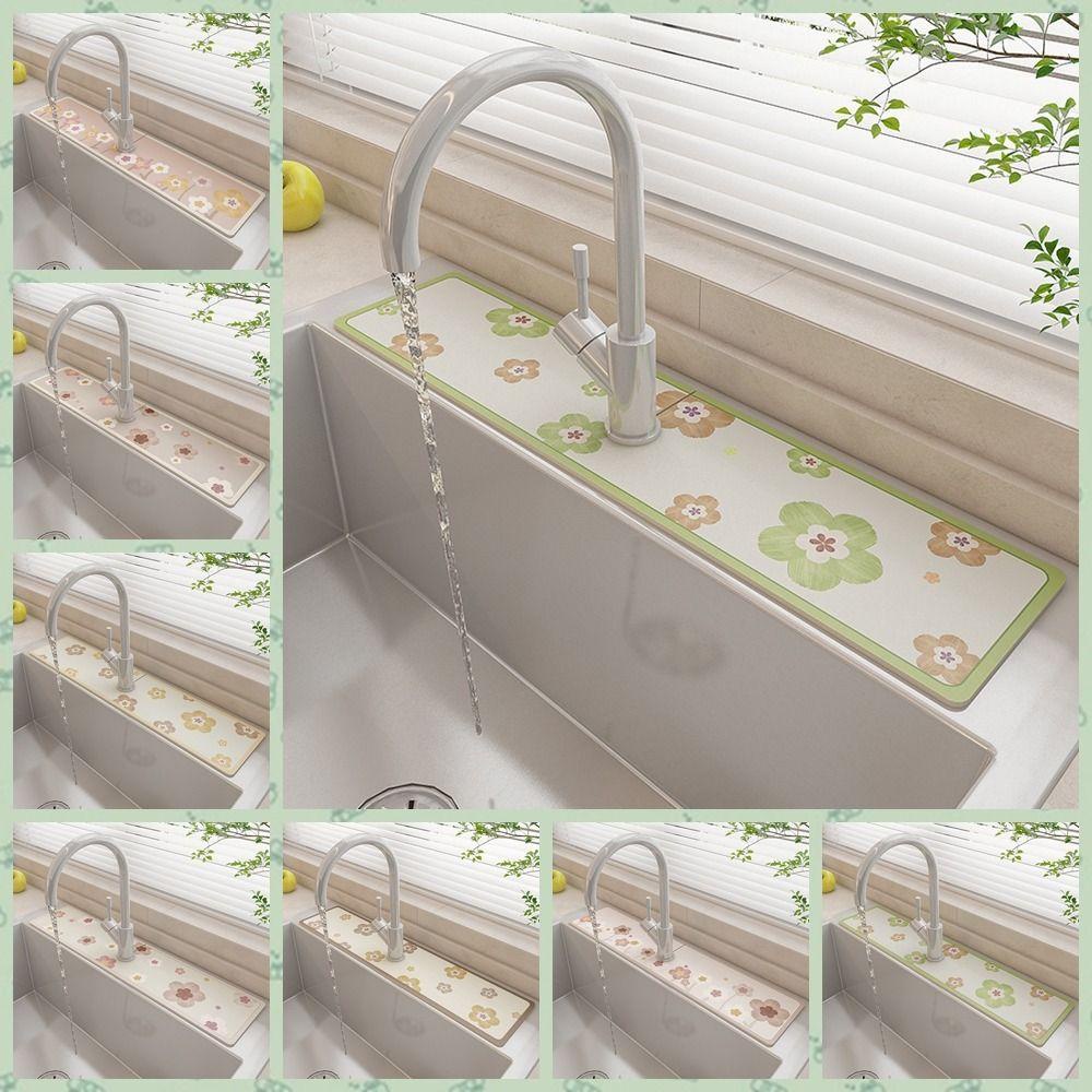 LANFY Alas Pembuangan Kran, Pelindung Cipratan Wastafel Cepat Kering, Alas Perlindungan Meja Lumpur Diatom Lembut Non slip Praktis Untuk Kamar Mandi