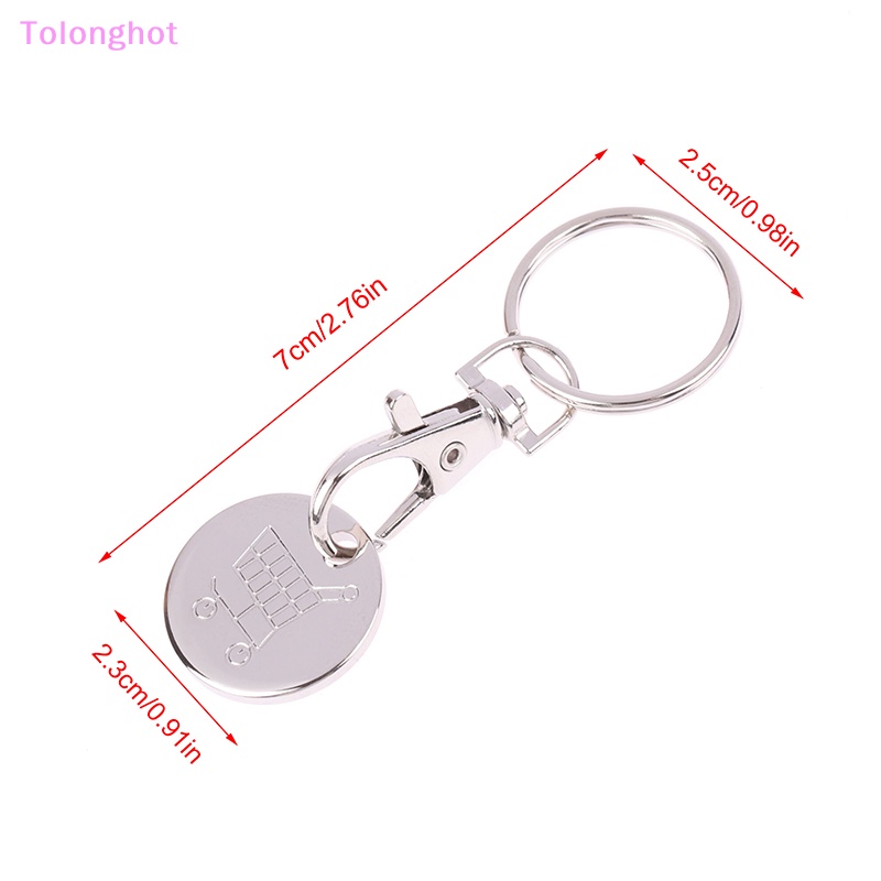 Tolonghot&gt; 2Pcs Troli Belanja Pembuka Gantungan Kunci Chip Token Dengan Kait Carabiner Praktis Logam Portabel Tahan Lama Universal Supermarket Sumur